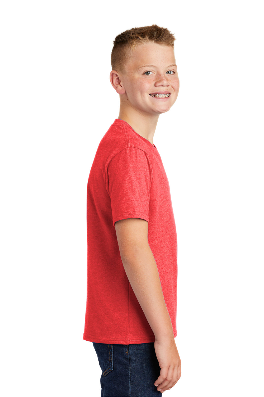 Port & Company PC455Y Youth Fan Favorite Short Sleeve Crewneck T-Shirt Heather Red Side