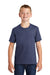 Port & Company PC455Y Youth Fan Favorite Short Sleeve Crewneck T-Shirt Heather Navy Blue Front