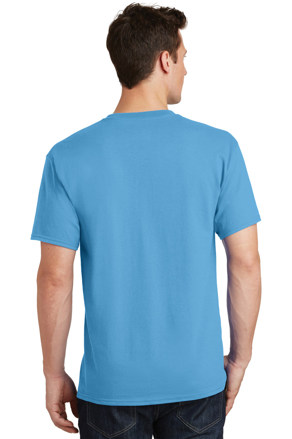 Port & Company PC54 Mens Core Short Sleeve Crewneck T-Shirt Aqua Blue Back