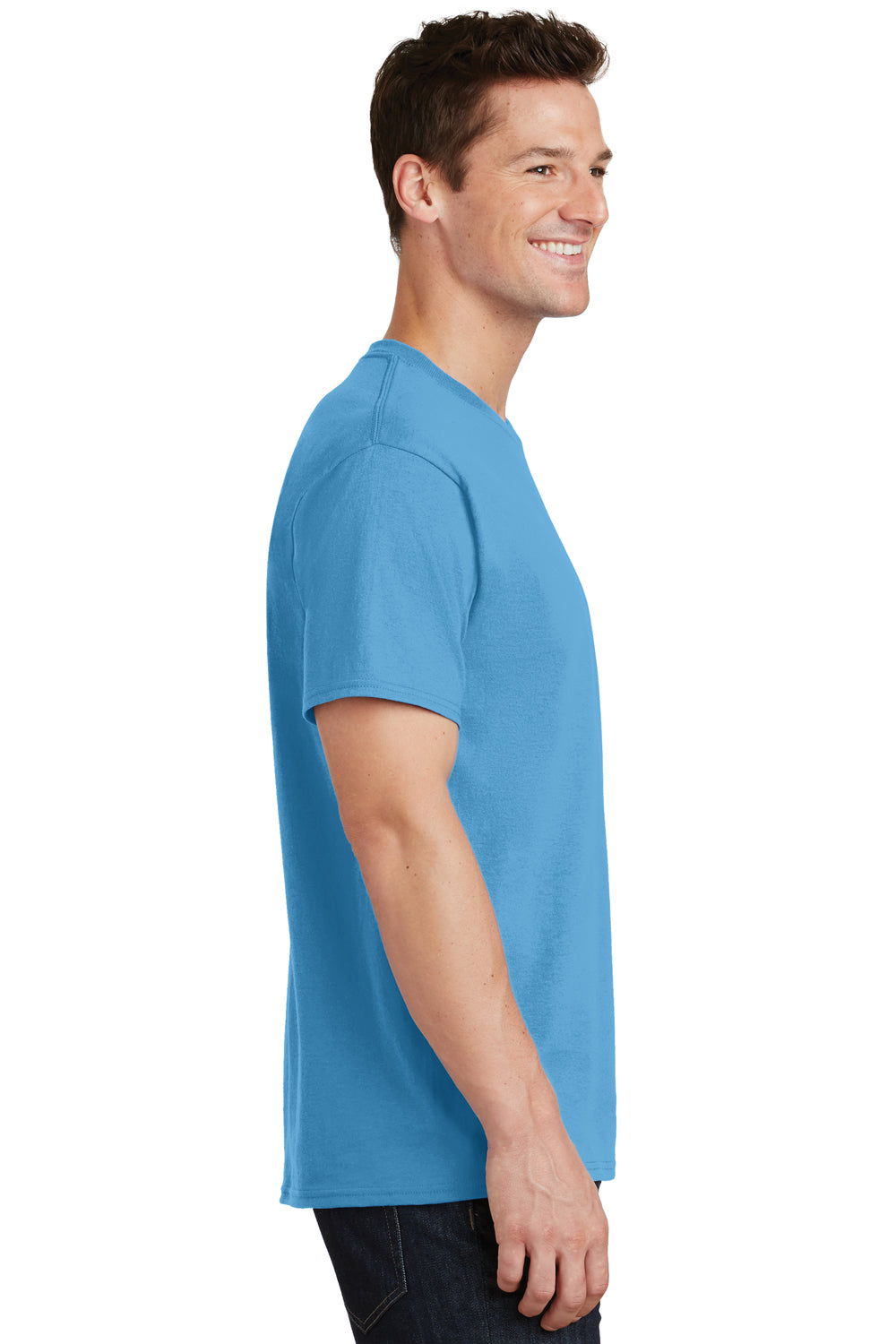 Port & Company PC54 Mens Core Short Sleeve Crewneck T-Shirt Aqua Blue Side
