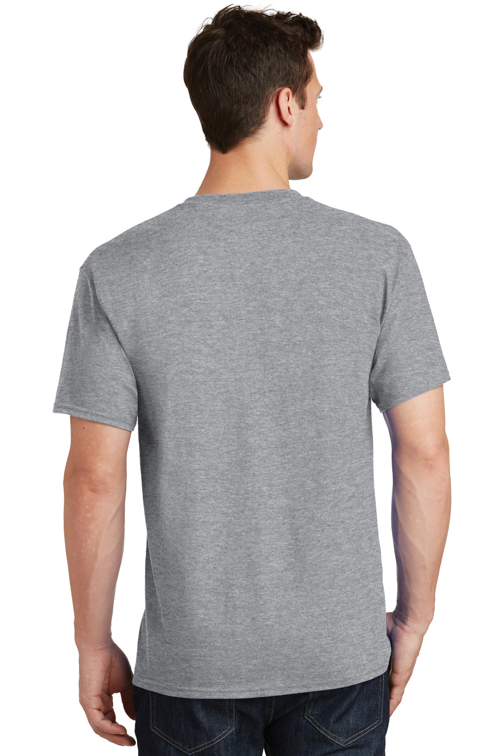 Port & Company PC54 Mens Core Short Sleeve Crewneck T-Shirt Heather Grey Back