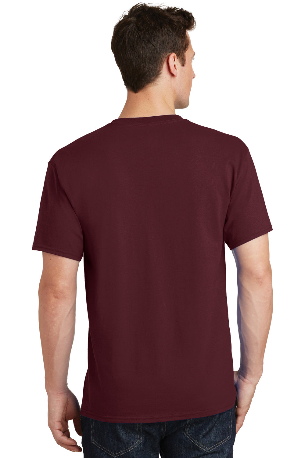 Port & Company PC54 Mens Core Short Sleeve Crewneck T-Shirt Maroon Back