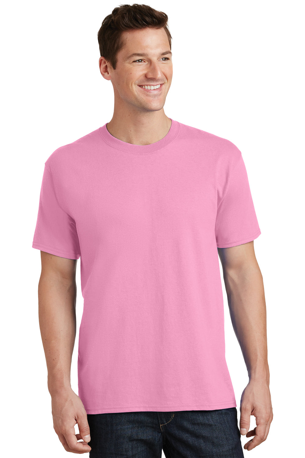 Port & Company PC54 Mens Core Short Sleeve Crewneck T-Shirt Candy Pink Front