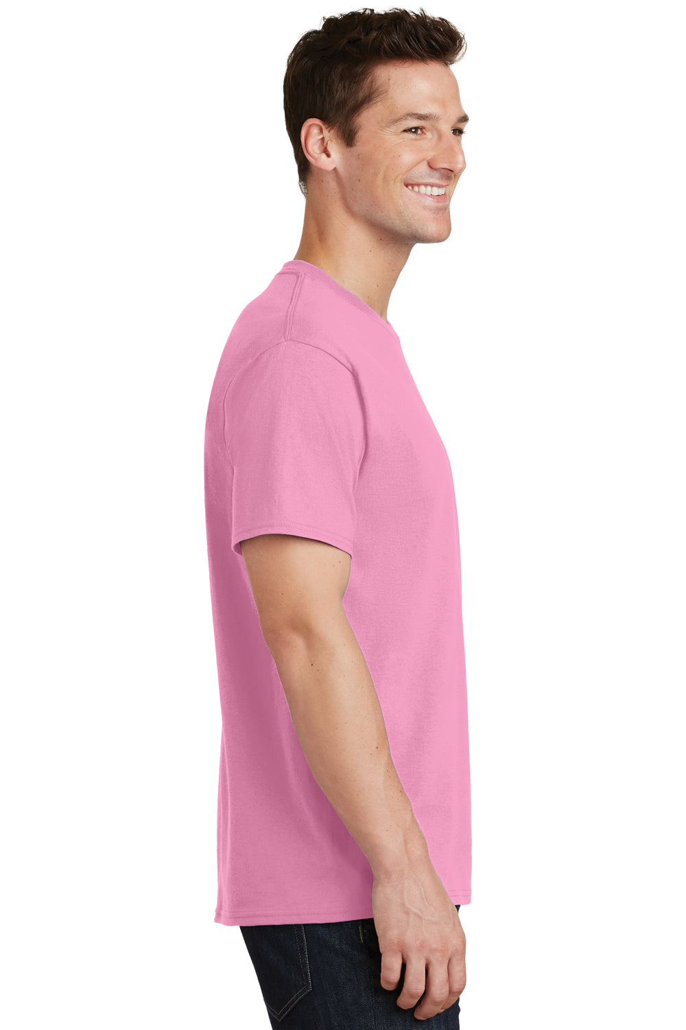 Port & Company PC54 Mens Core Short Sleeve Crewneck T-Shirt Candy Pink Side