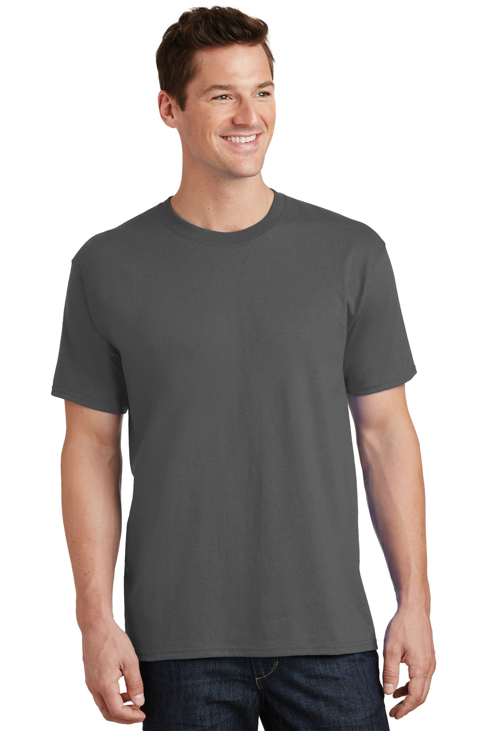 Port & Company PC54 Mens Core Short Sleeve Crewneck T-Shirt Charcoal Grey Front