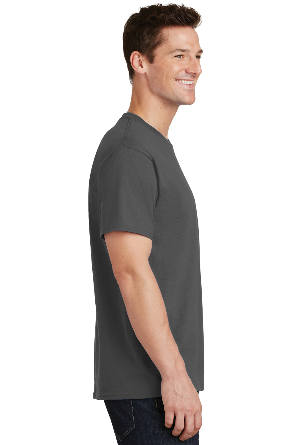 Port & Company PC54 Mens Core Short Sleeve Crewneck T-Shirt Charcoal Grey Side