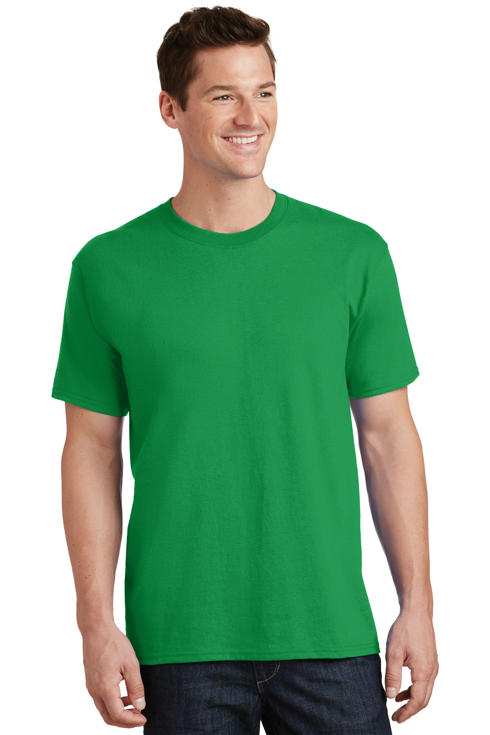 Port & Company PC54 Mens Core Short Sleeve Crewneck T-Shirt Clover Green Front