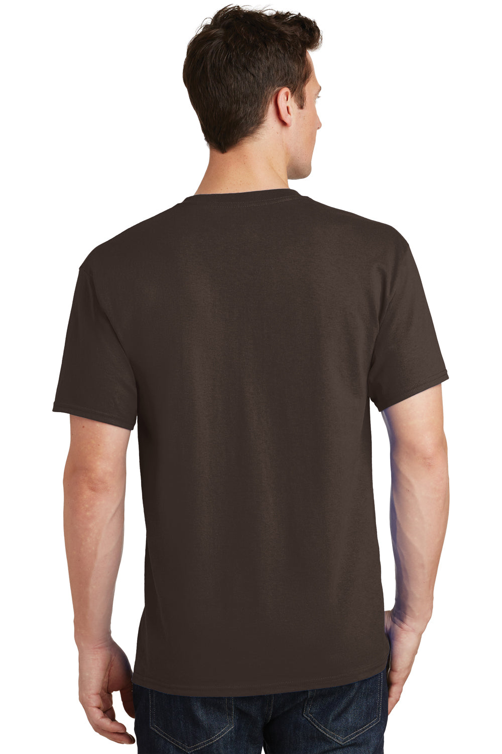 Port & Company PC54 Mens Core Short Sleeve Crewneck T-Shirt Chocolate Brown Back