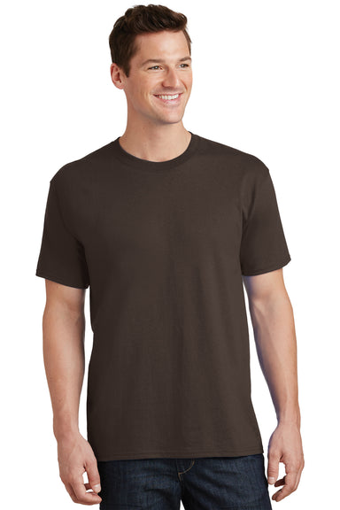 Port & Company PC54 Mens Core Short Sleeve Crewneck T-Shirt Chocolate Brown Front
