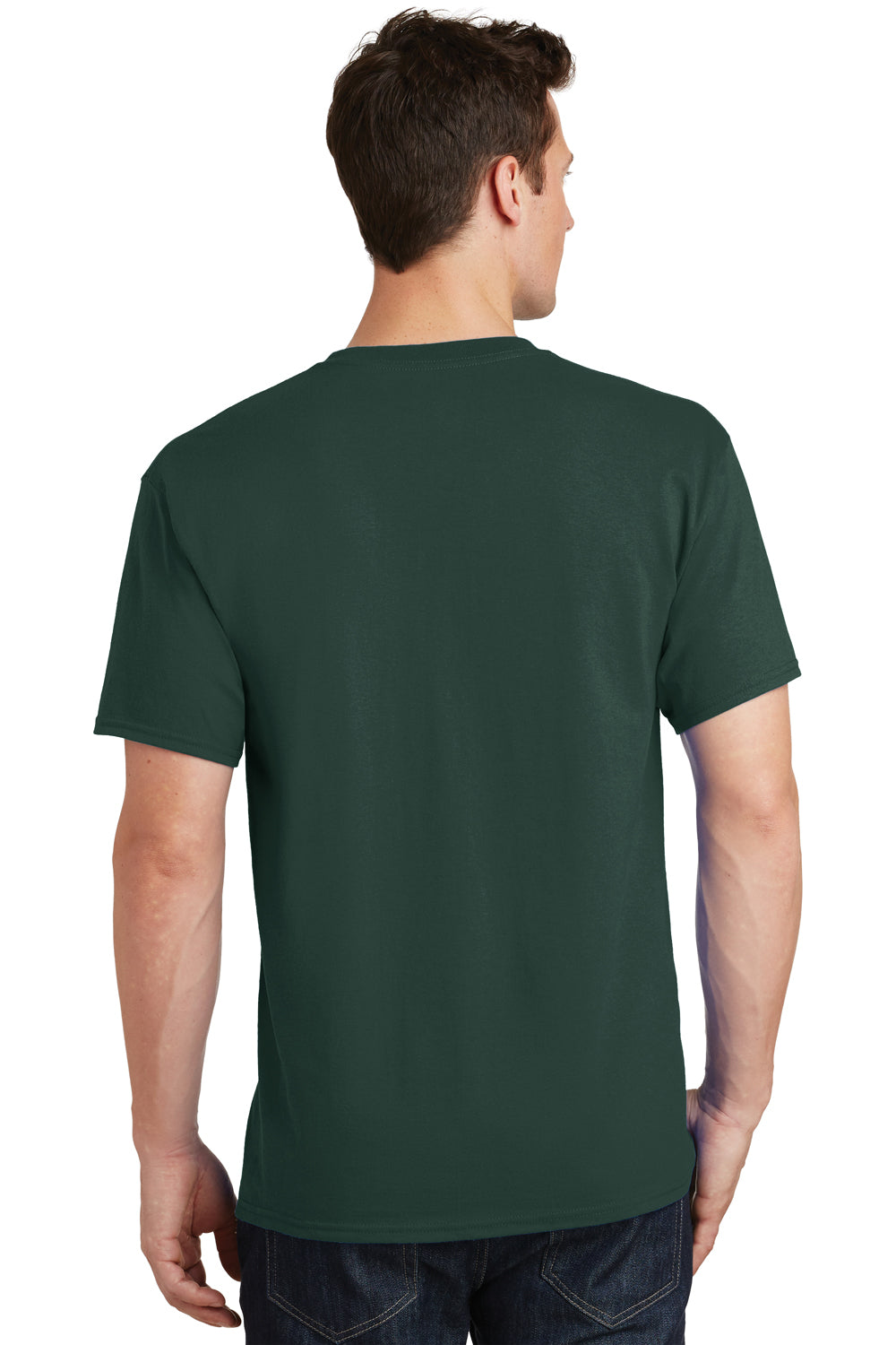 Port & Company PC54 Mens Core Short Sleeve Crewneck T-Shirt Dark Green Back