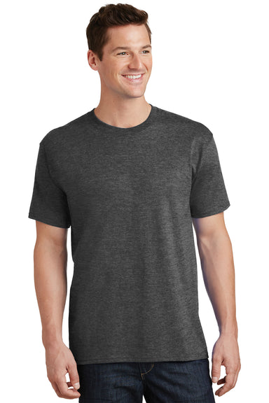 Port & Company PC54 Mens Core Short Sleeve Crewneck T-Shirt Heather Dark Grey Front