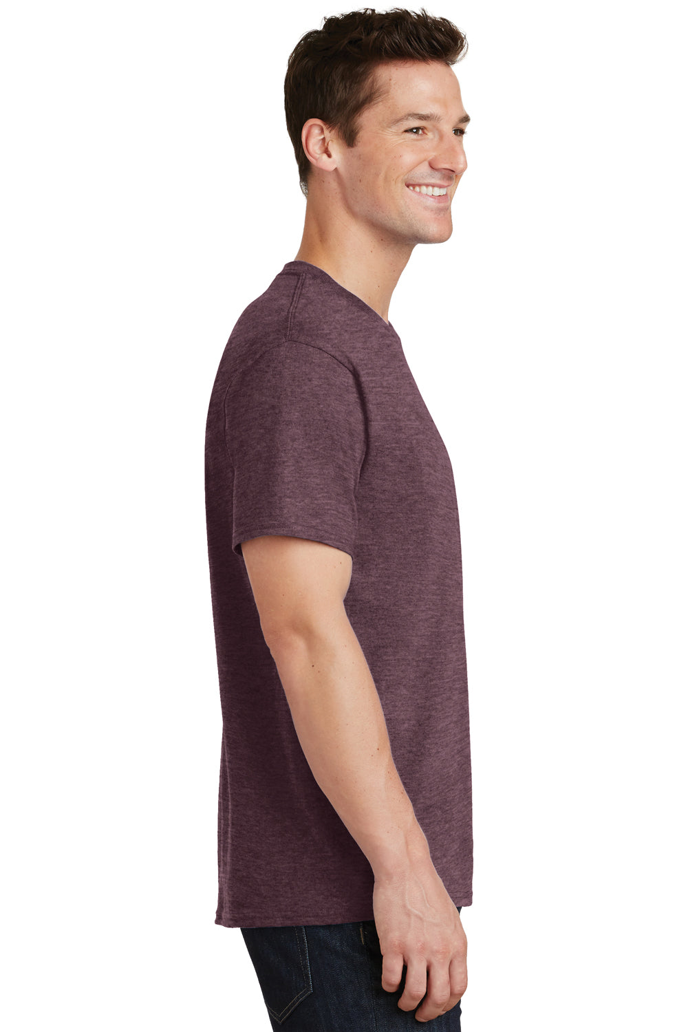 Port & Company PC54 Mens Core Short Sleeve Crewneck T-Shirt Heather Maroon Side
