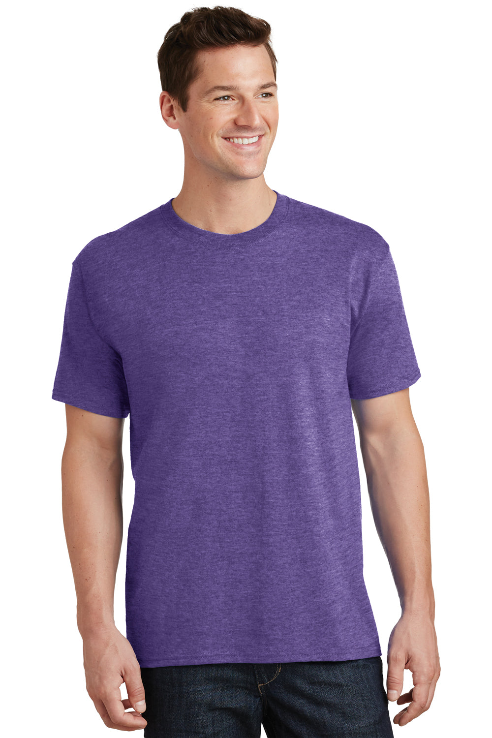 Port & Company PC54 Mens Core Short Sleeve Crewneck T-Shirt Heather Purple Front