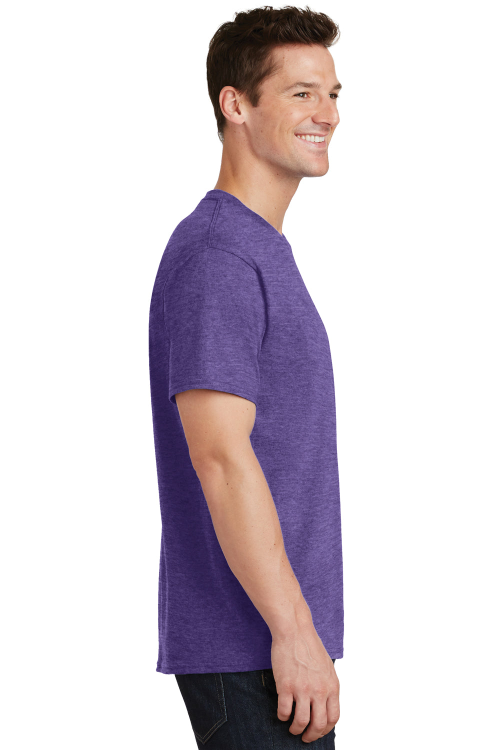 Port & Company PC54 Mens Core Short Sleeve Crewneck T-Shirt Heather Purple Side