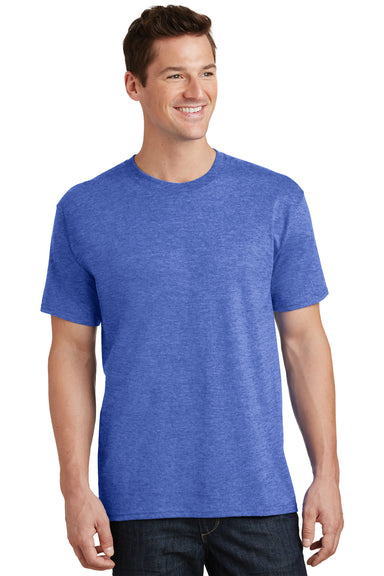 Port & Company PC54 Mens Core Short Sleeve Crewneck T-Shirt Heather Royal Blue Front