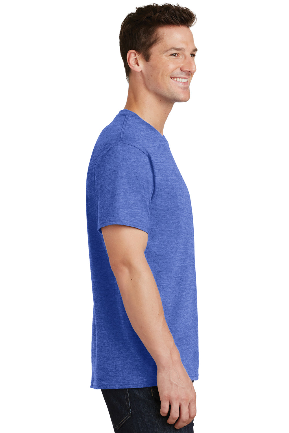 Port & Company PC54 Mens Core Short Sleeve Crewneck T-Shirt Heather Royal Blue Side