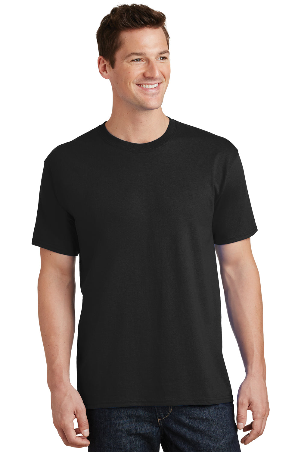 Port & Company PC54 Mens Core Short Sleeve Crewneck T-Shirt Black Front