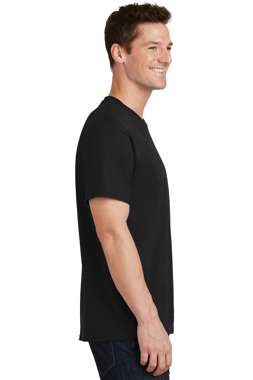 Port & Company PC54 Mens Core Short Sleeve Crewneck T-Shirt Black Side