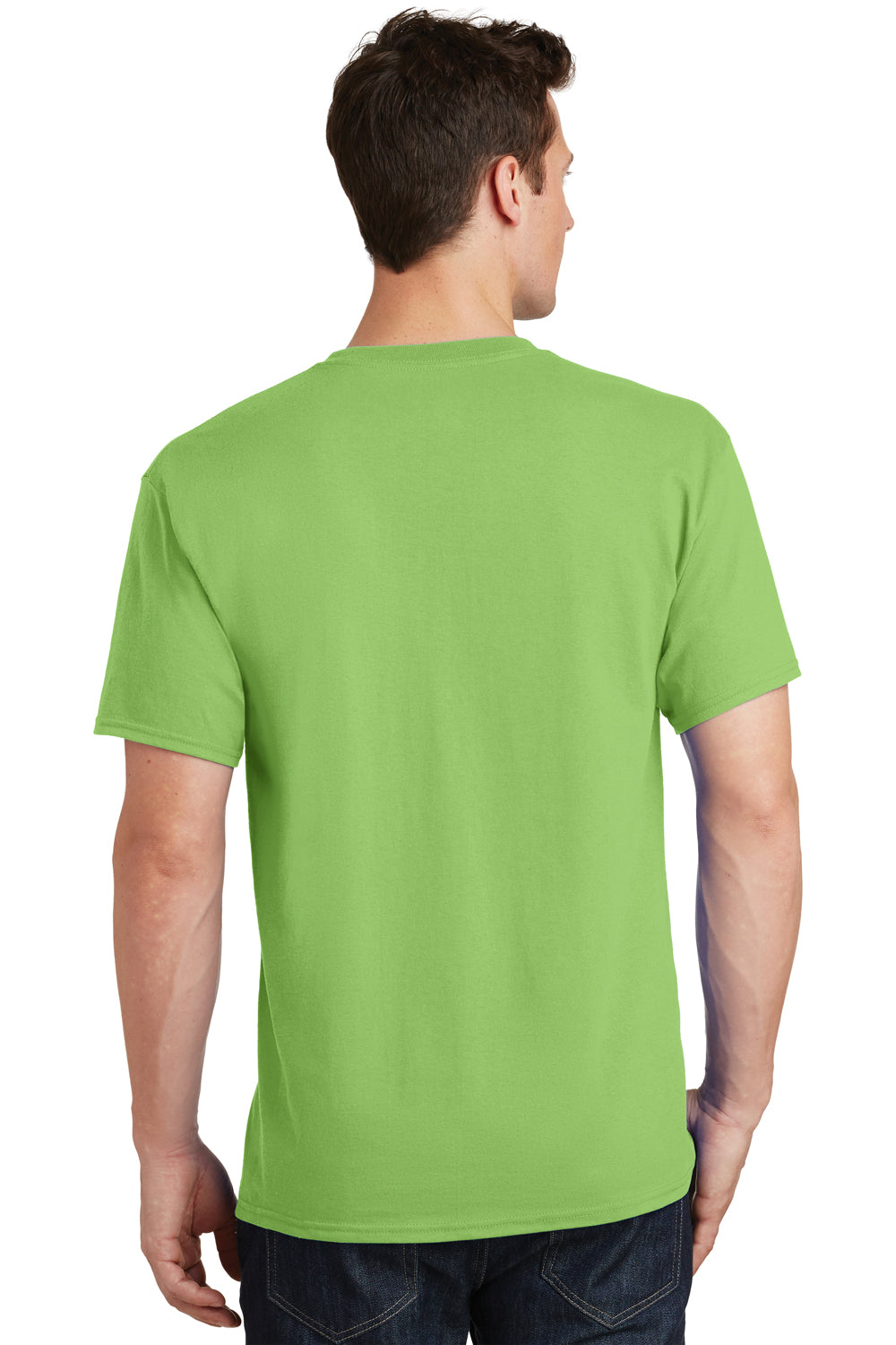 Port & Company PC54 Mens Core Short Sleeve Crewneck T-Shirt Lime Green Back