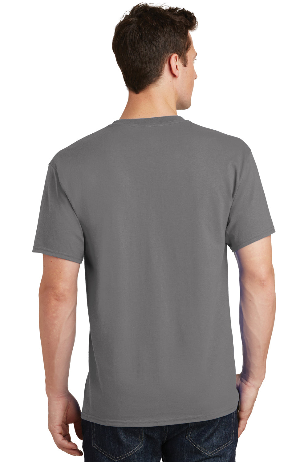Port & Company PC54 Mens Core Short Sleeve Crewneck T-Shirt Medium Grey Back