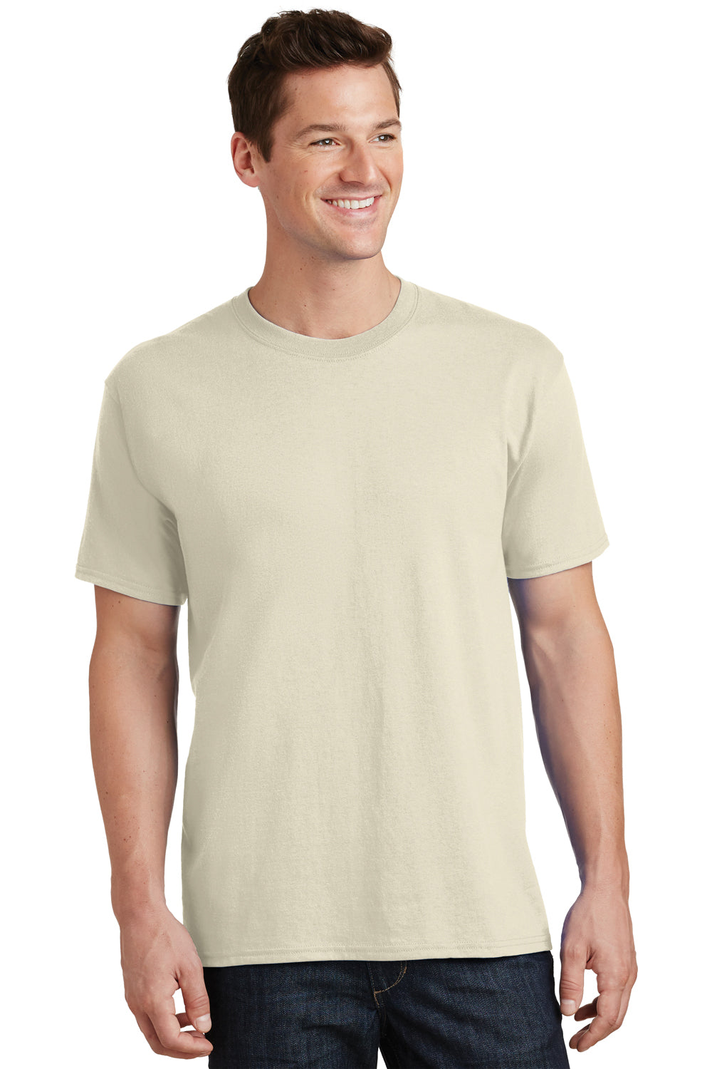 Port & Company PC54 Mens Core Short Sleeve Crewneck T-Shirt Natural Front