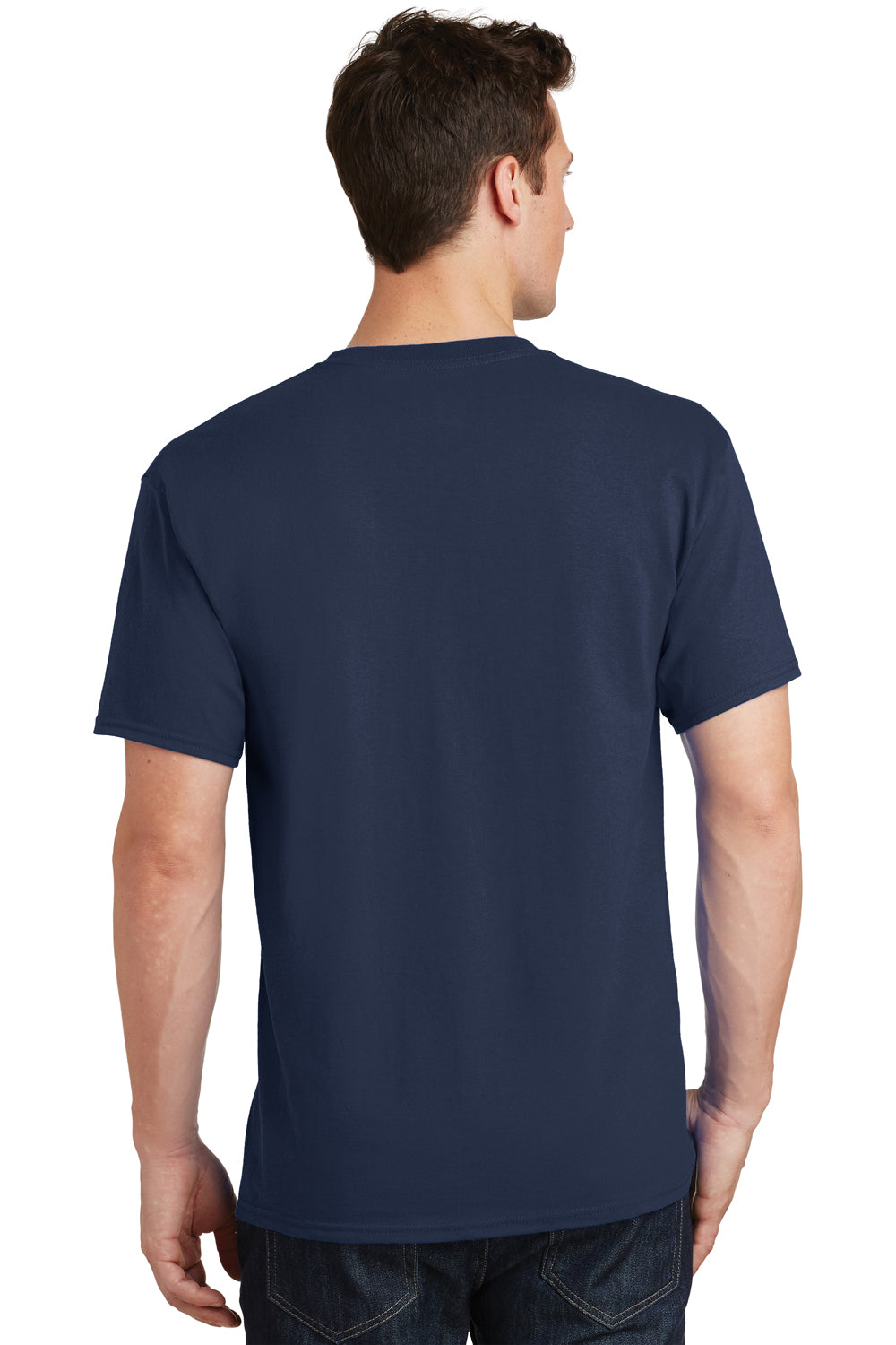 Port & Company PC54 Mens Core Short Sleeve Crewneck T-Shirt Navy Blue Back