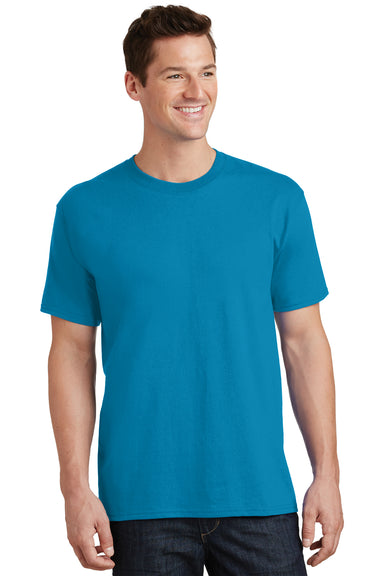 Port & Company PC54 Mens Core Short Sleeve Crewneck T-Shirt Neon Blue Front