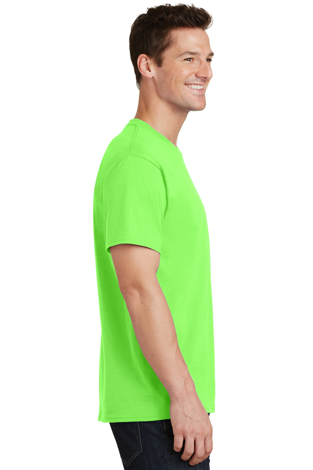 Port & Company PC54 Mens Core Short Sleeve Crewneck T-Shirt Neon Green Side