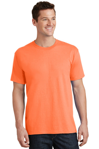 Port & Company PC54 Mens Core Short Sleeve Crewneck T-Shirt Neon Orange Front
