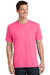 Port & Company PC54 Mens Core Short Sleeve Crewneck T-Shirt Neon Pink Front