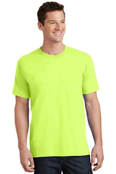 Port & Company PC54 Mens Core Short Sleeve Crewneck T-Shirt Neon Yellow Front