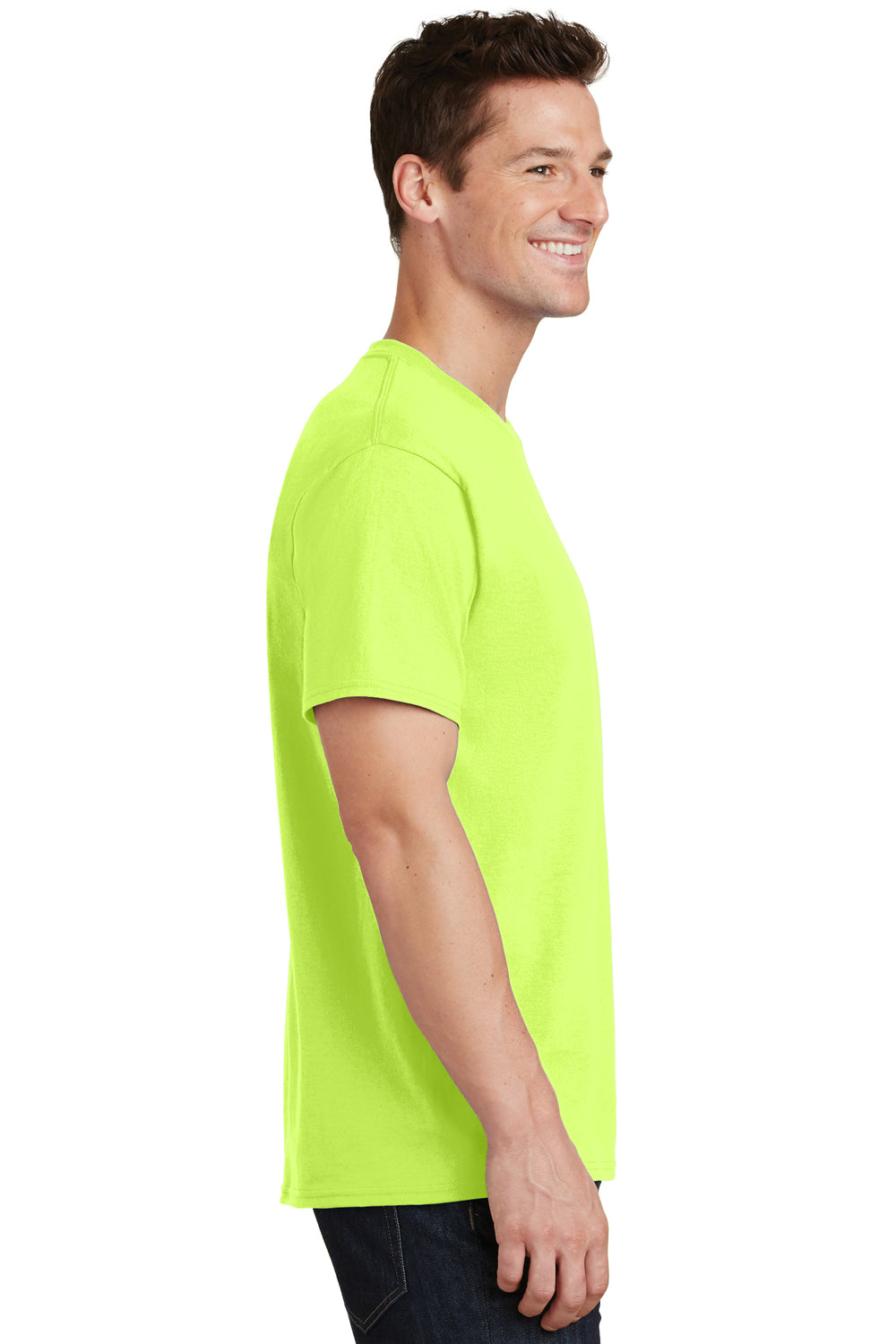 Port & Company PC54 Mens Core Short Sleeve Crewneck T-Shirt Neon Yellow Side