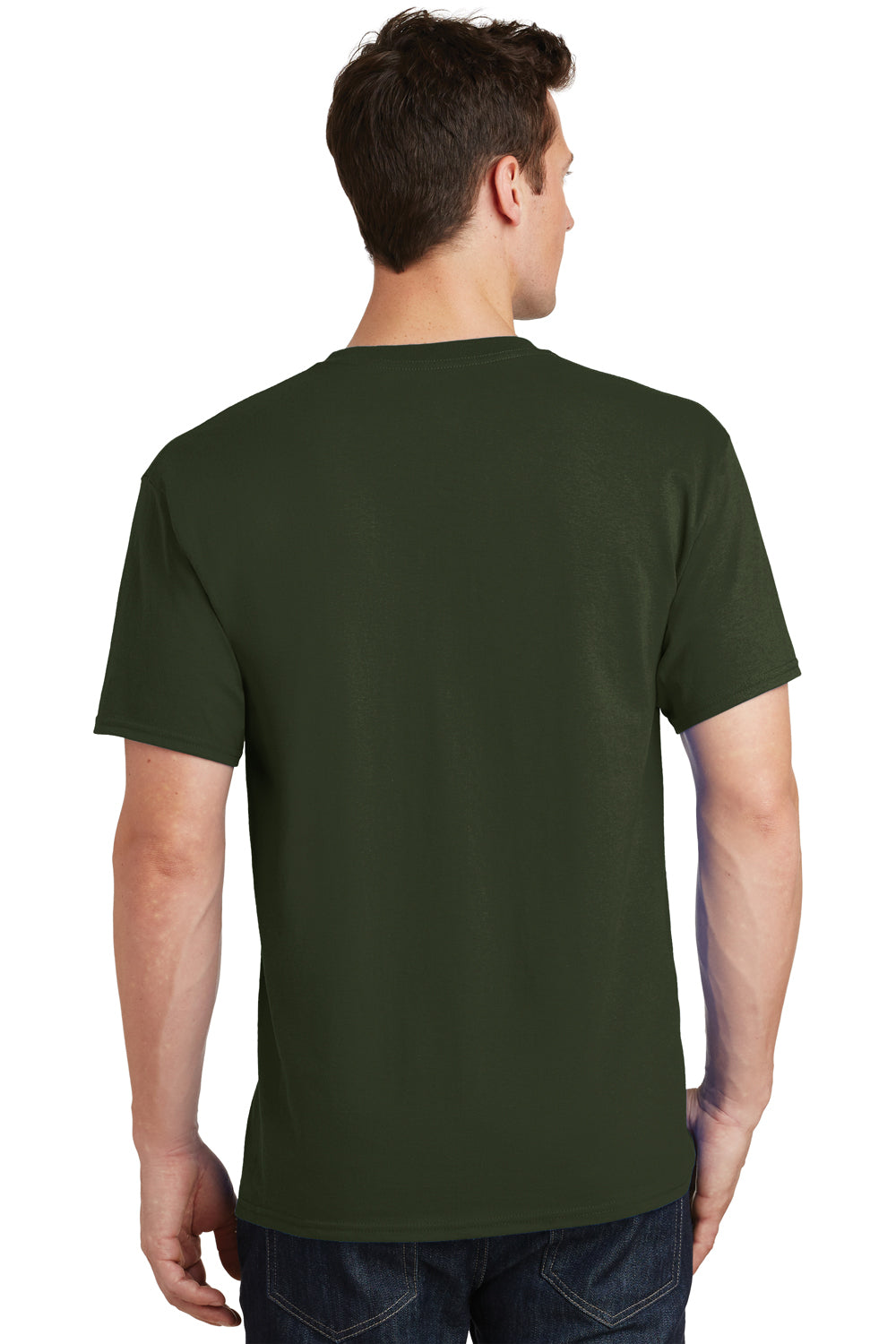 Port & Company PC54 Mens Core Short Sleeve Crewneck T-Shirt Olive Green Back