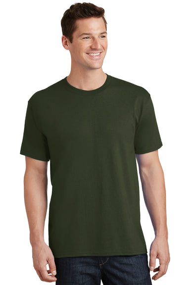 Port & Company PC54 Mens Core Short Sleeve Crewneck T-Shirt Olive Green Front