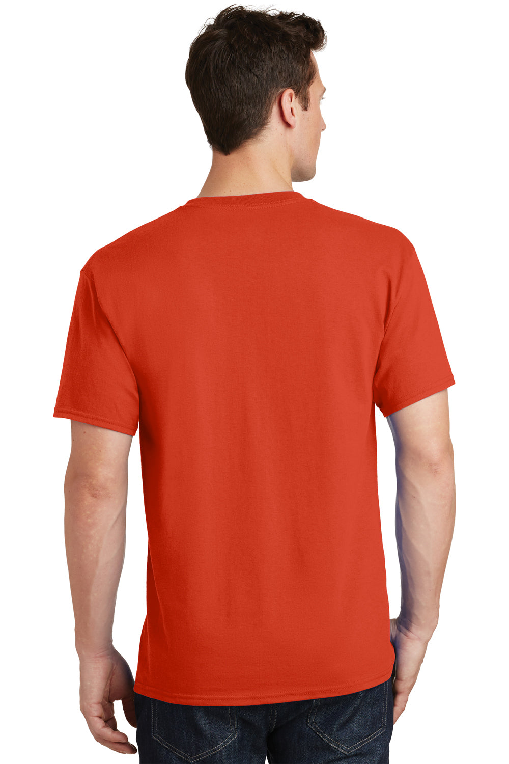 Port & Company PC54 Mens Core Short Sleeve Crewneck T-Shirt Orange Back