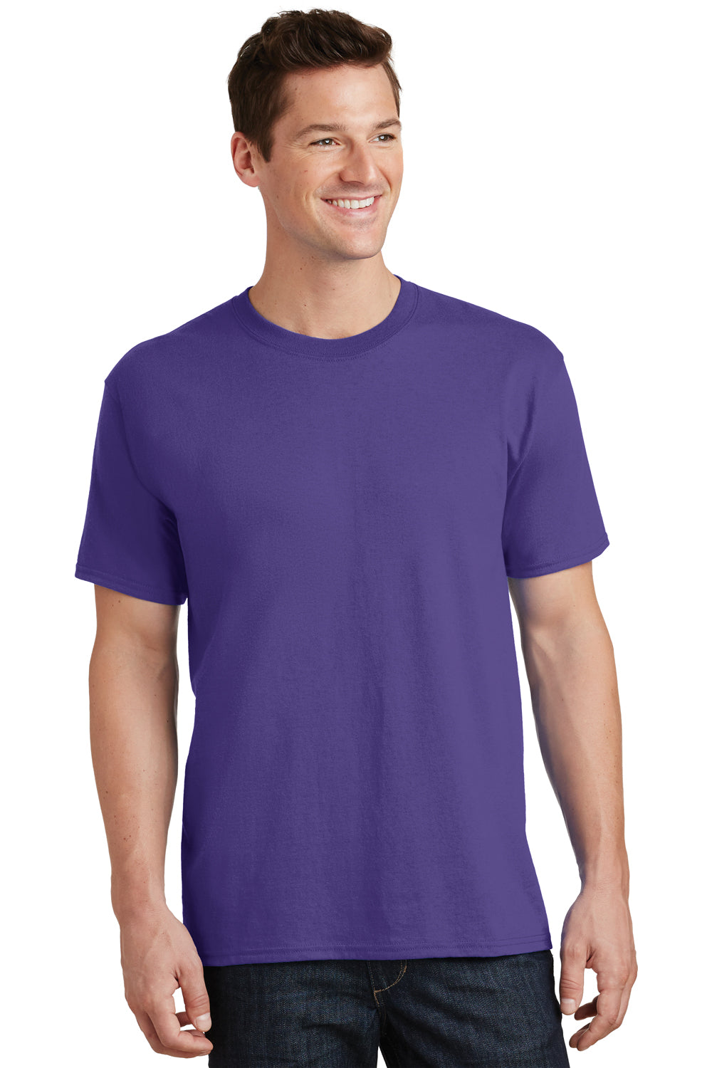 Port & Company PC54 Mens Core Short Sleeve Crewneck T-Shirt Purple Front