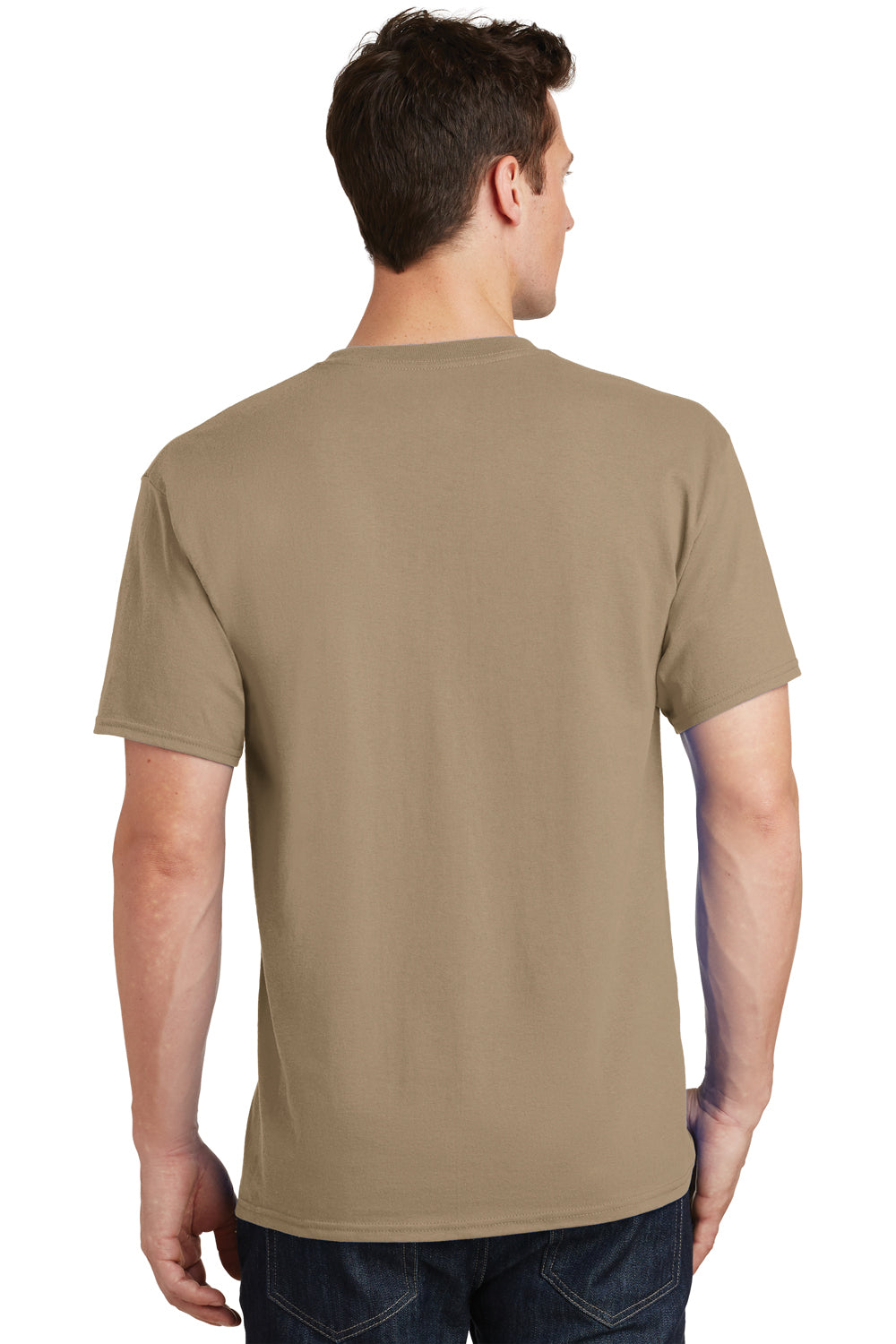 Port & Company PC54 Mens Core Short Sleeve Crewneck T-Shirt Sand Brown Back