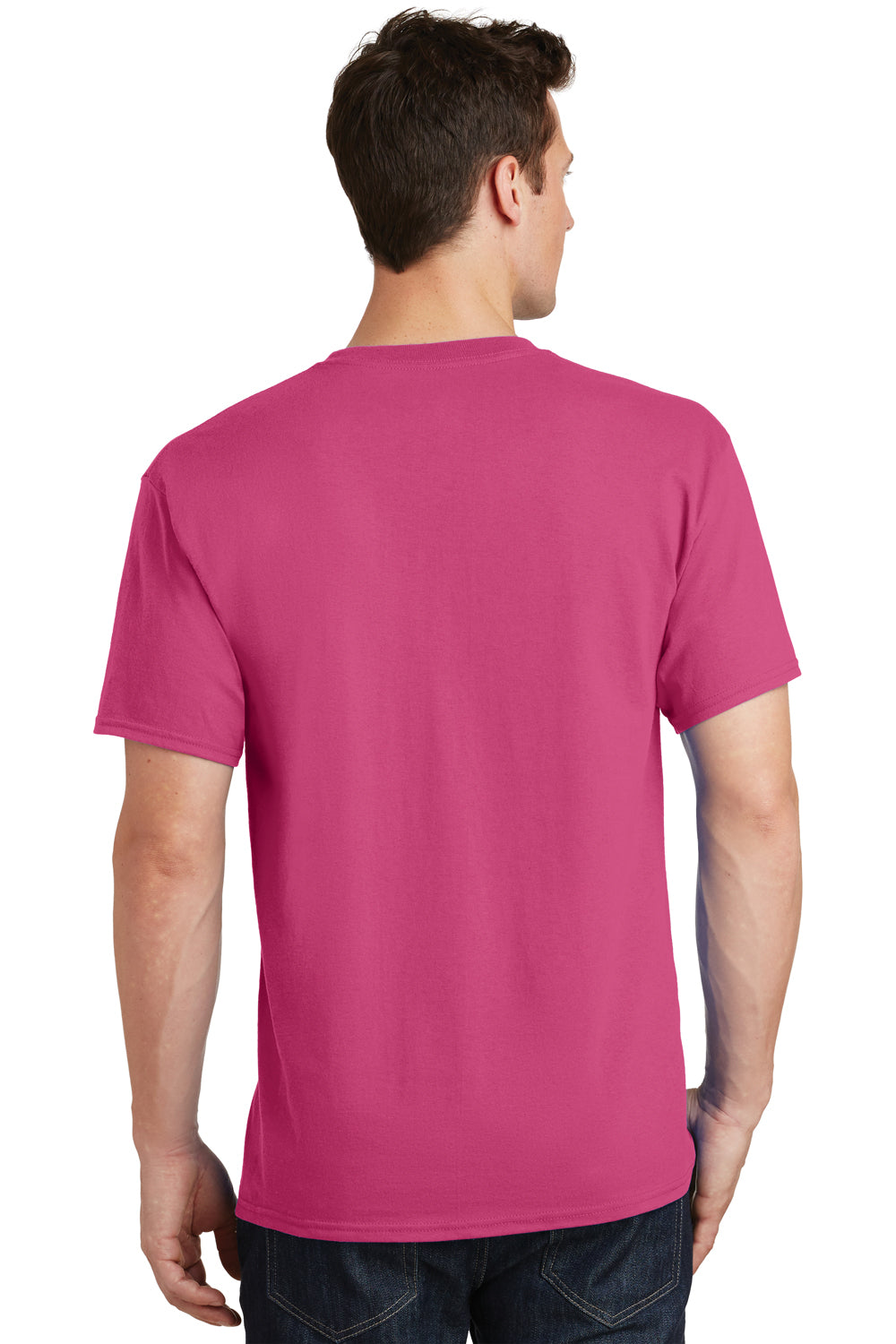 Port & Company PC54 Mens Core Short Sleeve Crewneck T-Shirt Sangria Pink Back