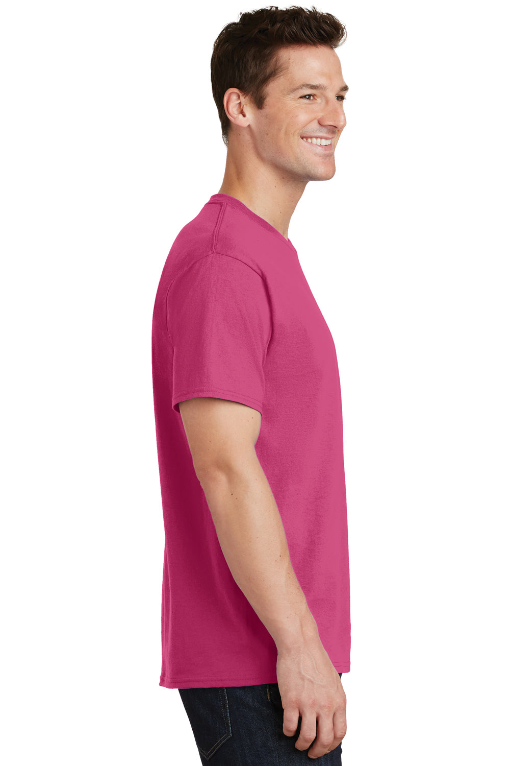 Port & Company PC54 Mens Core Short Sleeve Crewneck T-Shirt Sangria Pink Side