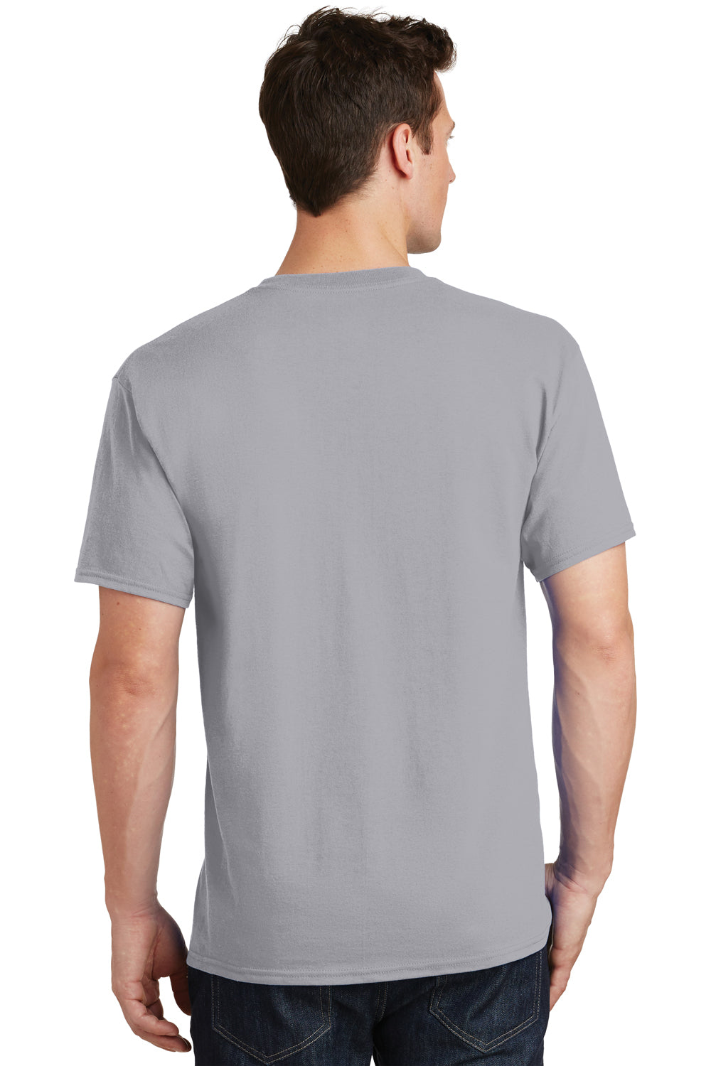 Port & Company PC54 Mens Core Short Sleeve Crewneck T-Shirt Silver Grey Back