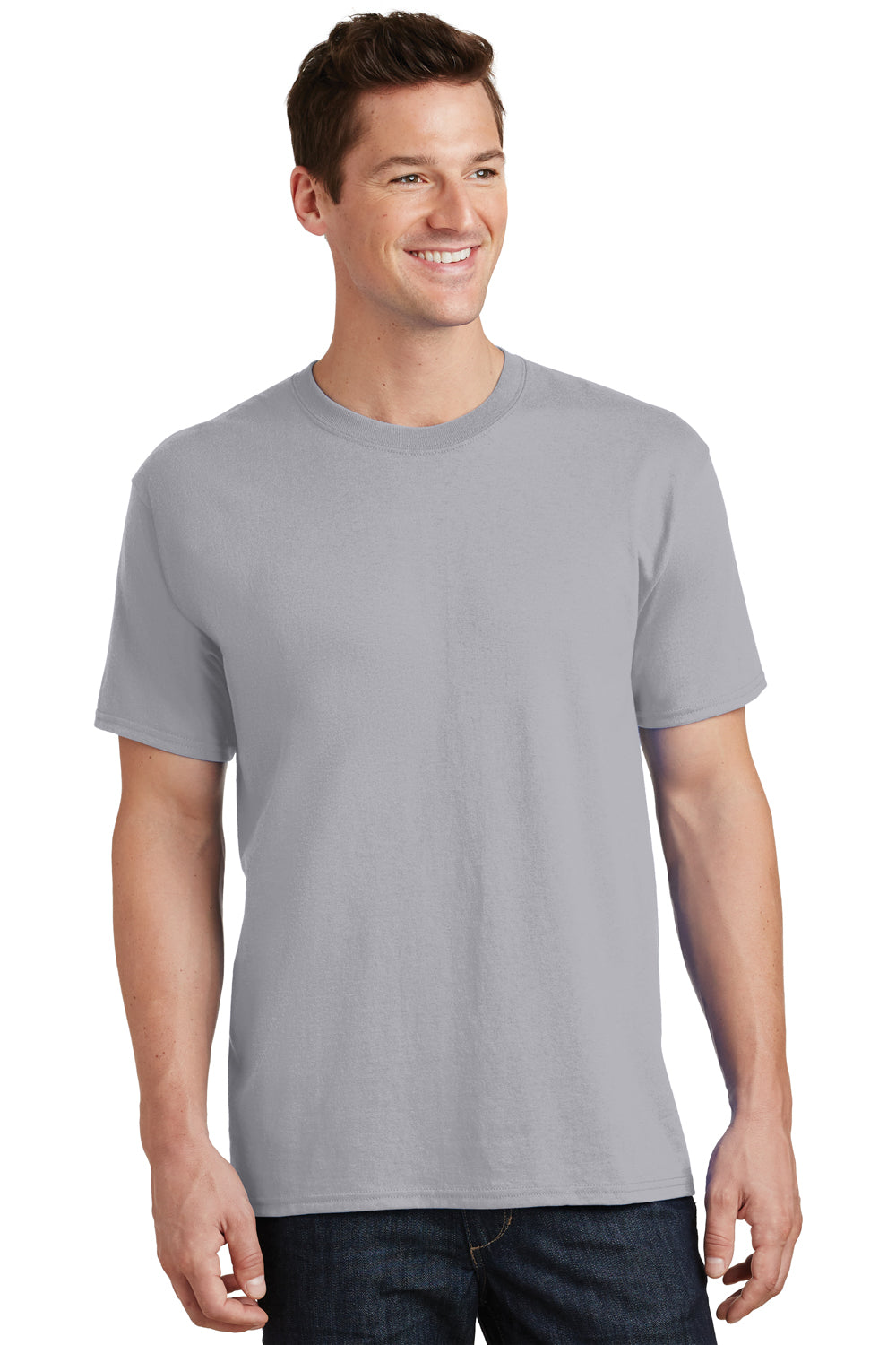 Port & Company PC54 Mens Core Short Sleeve Crewneck T-Shirt Silver Grey Front
