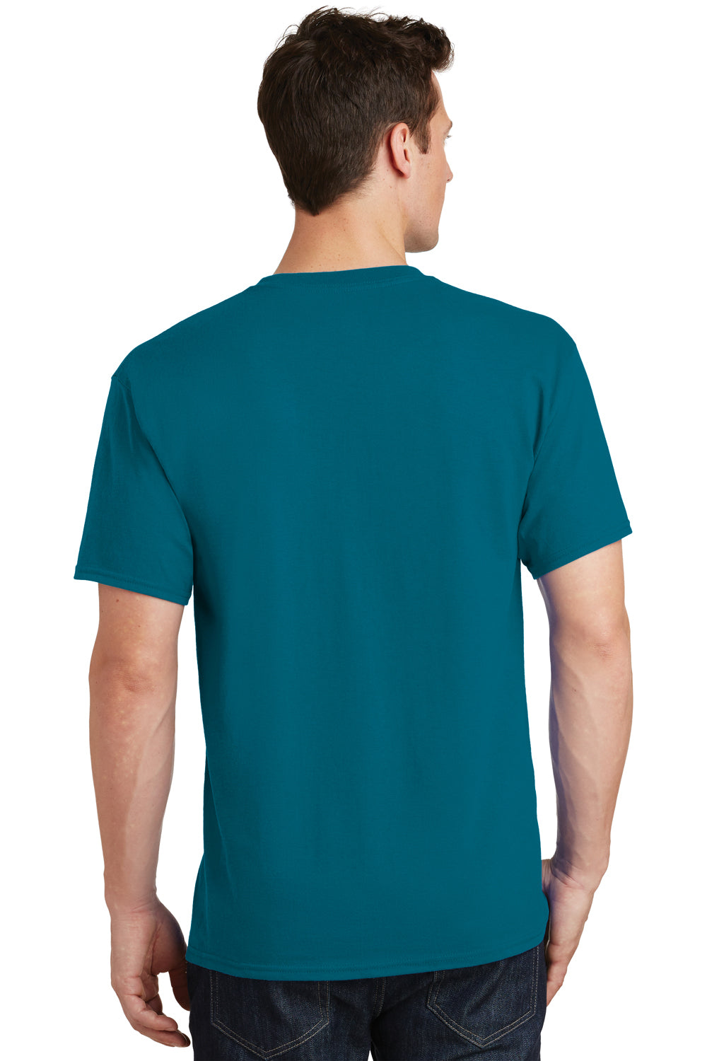 Port & Company PC54 Mens Core Short Sleeve Crewneck T-Shirt Teal Blue Back