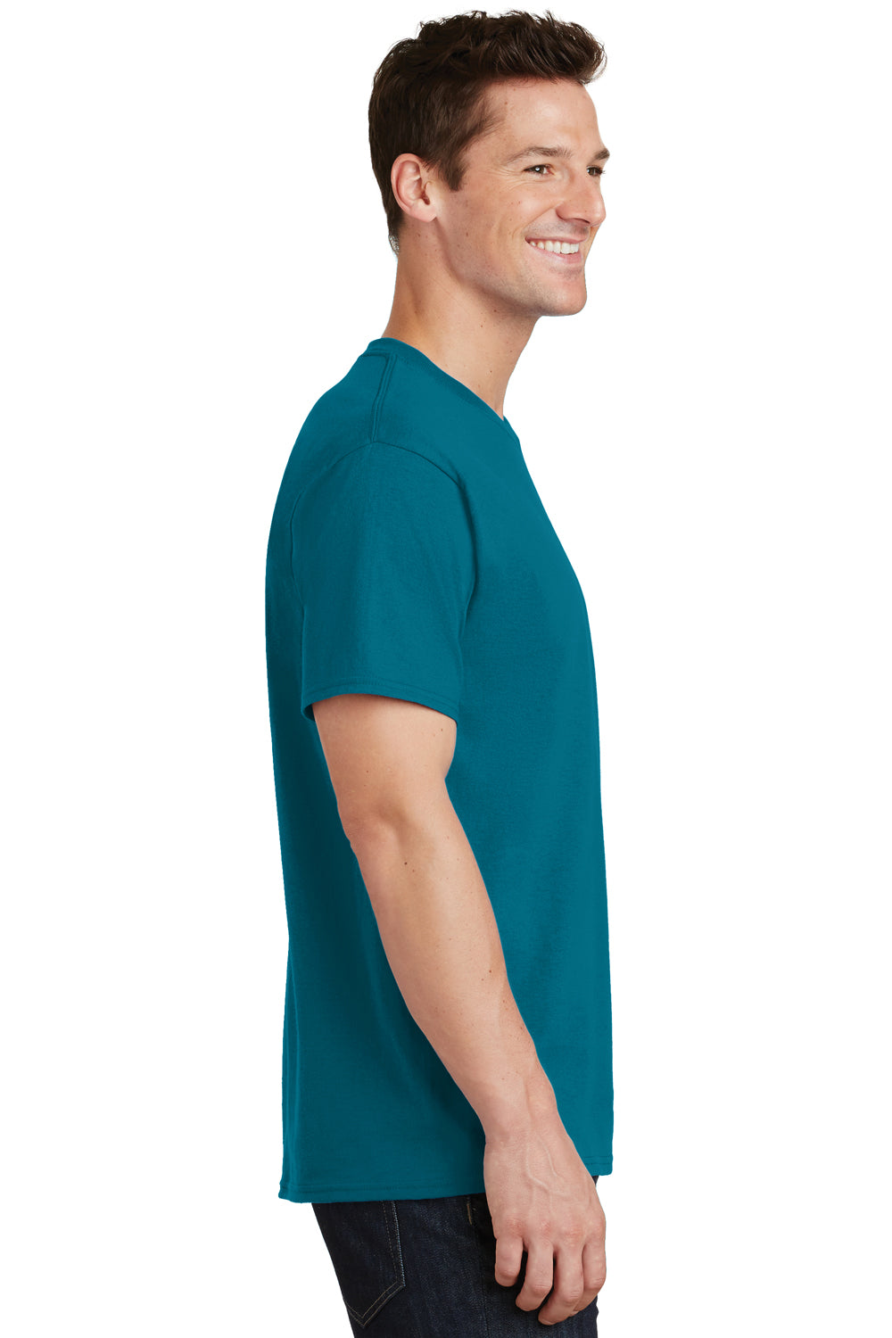 Port & Company PC54 Mens Core Short Sleeve Crewneck T-Shirt Teal Blue Side