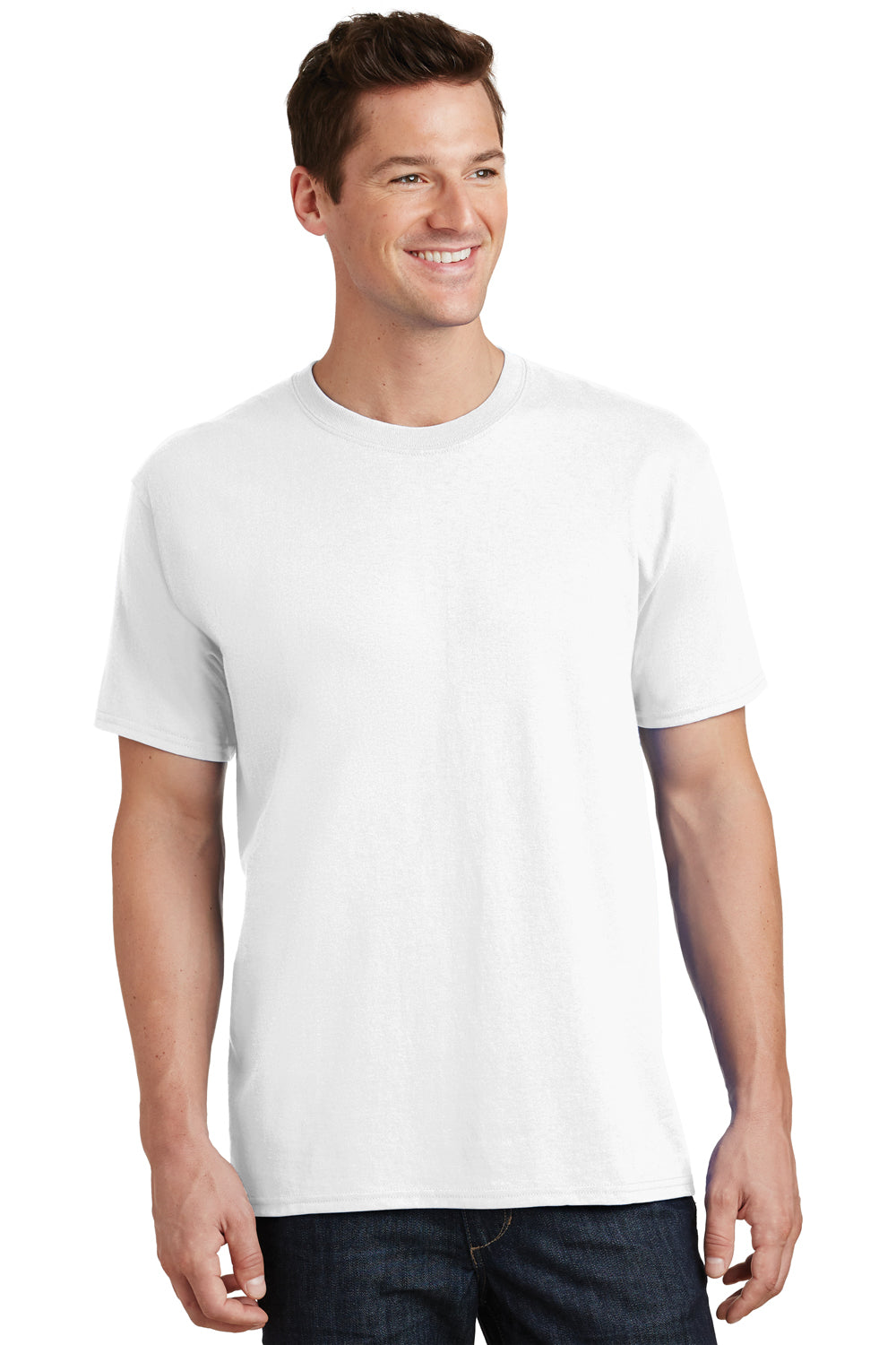 Port & Company PC54 Mens Core Short Sleeve Crewneck T-Shirt White Front
