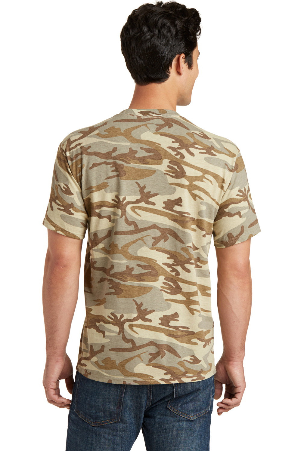 Port & Company PC54C Mens Core Short Sleeve Crewneck T-Shirt Desert Camo Back