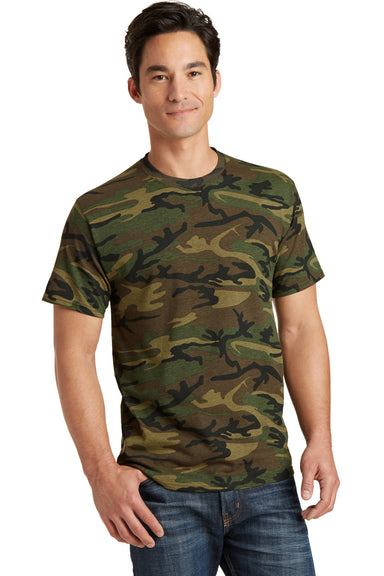 Port & Company PC54C Mens Core Short Sleeve Crewneck T-Shirt Military Camo Front