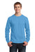 Port & Company PC54LS Mens Core Long Sleeve Crewneck T-Shirt Aqua Blue Front