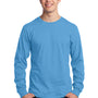 Port & Company Mens Core Long Sleeve Crewneck T-Shirt - Aquatic Blue