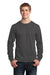 Port & Company PC54LS Mens Core Long Sleeve Crewneck T-Shirt Charcoal Grey Front