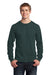 Port & Company PC54LS Mens Core Long Sleeve Crewneck T-Shirt Dark Green Front